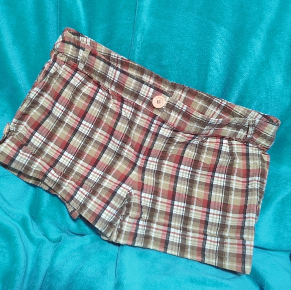 XOXO Plaid Shorts Size 13/14 Short Shorts Mid Rise 3" Inseam Cotton/Spandex - Picture 9 of 9